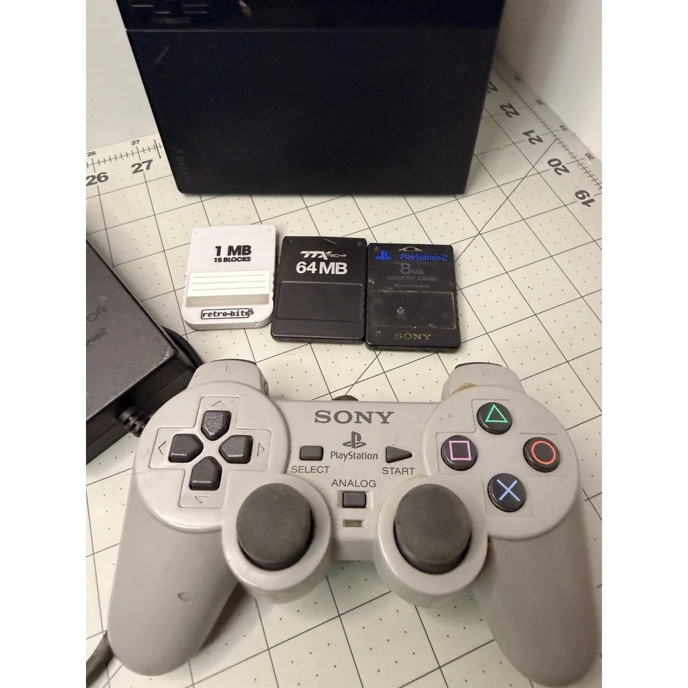 PlayStation 2 PS2 Slim Console Bundle - Tested (Controller, Cords, Memory Card)